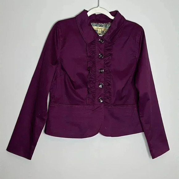 Motto Women's 14 Beautifully Lined Maroon Peplum Jacket Blazer Pockets Ruffle - Picture 2 of 8